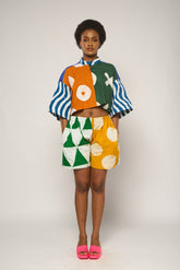 Orange and Green Crop Shirt